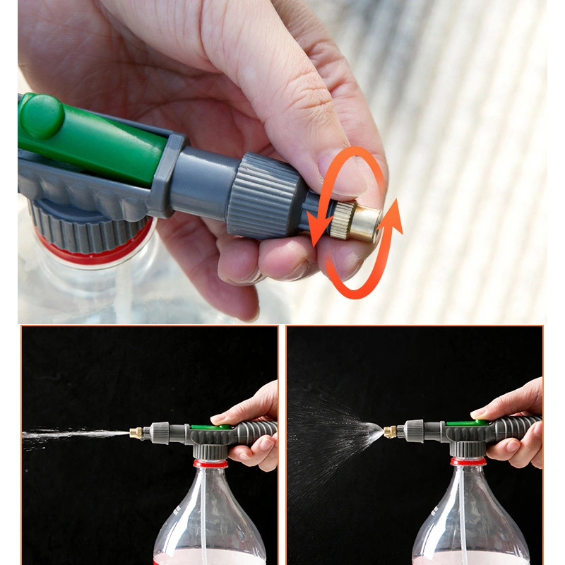 Adjustable Sprinkler Household Beverage Bottle Watering Sprayer Head Watering Can Pressure Atomizing Nozzle for Gardening Home Cleaning Esg12220