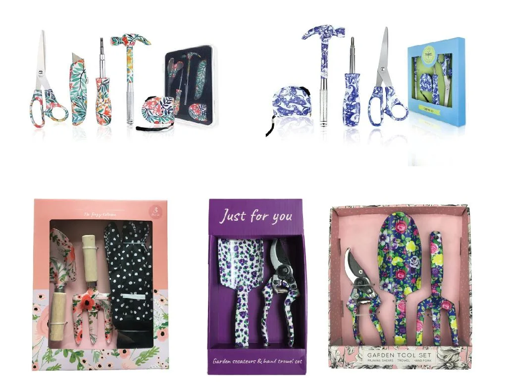 Pretty Kids Floral Printed 4PCS Garden Tool Sets in a Gift Box, Garden Tools