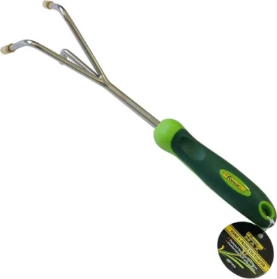 Garden Tools Polished Stainless Steel 3 Prongs Garden Rake Hand Cultivator